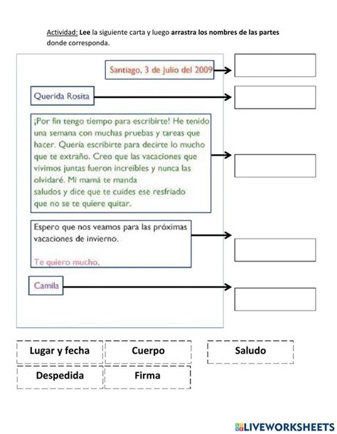 Ejercicio Interactivo De Partes De La Carta Para Segundo B Sico Puedes Hacer Los Ejercicios