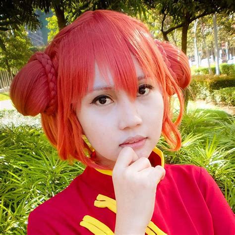 Gintama Kagura Leader 神乐 Cosplay Halloween Party Comic Con Red Double Bun Anime Wigs