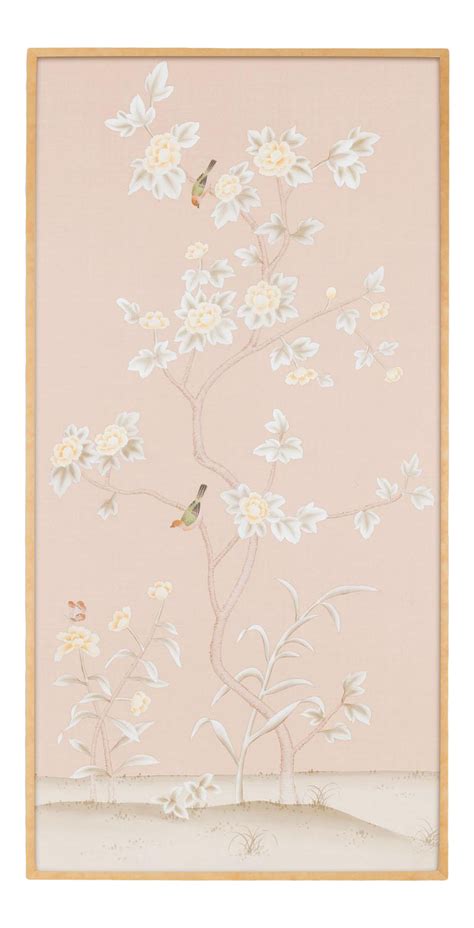 Jardins En Fleur Pavenham Court Chinoiserie Hand Painted Silk Panel