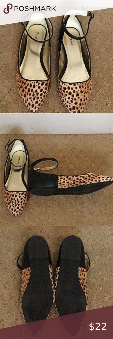 Leopard Animal Print Flats With Ankle Strap Animal Print Flats