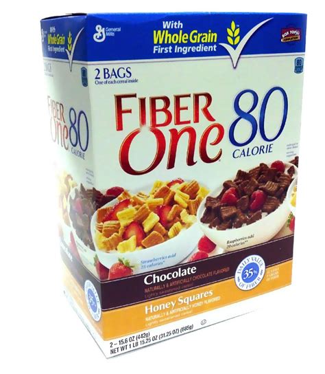 General Mills Fiber One Cereal Twin Pack Chocolate Honey Squares Cold Breakfast