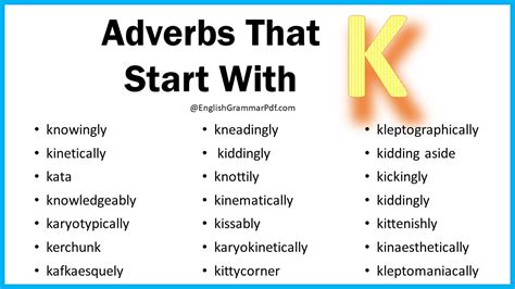 Adverbs That Start With K Download Pdf English Grammar Pdf