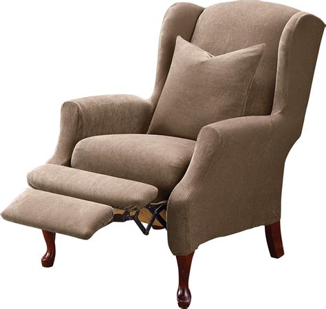 Surefit Stretch Pique 2 Pc Wing Recliner Slipcover In Taupe Home And Kitchen
