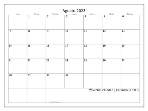 Calendario Agosto De 2023 Para Imprimir “482ld” Michel Zbinden Cr