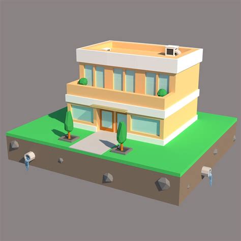 3d Model Building Low Poly Vr Ar Low Poly Cgtrader