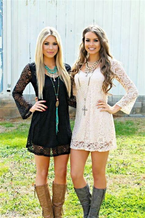 Lace Dress With Boots Black Or White Country Dresses Country