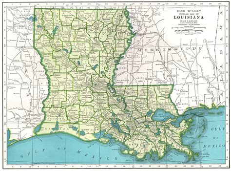 1947 Vintage Louisiana Map Antique State Map Of Louisiana Gallery Wall