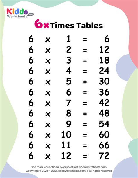 6 Times Table Games Printable