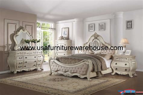 Modern bedroom furniture for the master suite of your dreams. 4 Piece Acme Ragenardus Antique White Bedroom Set