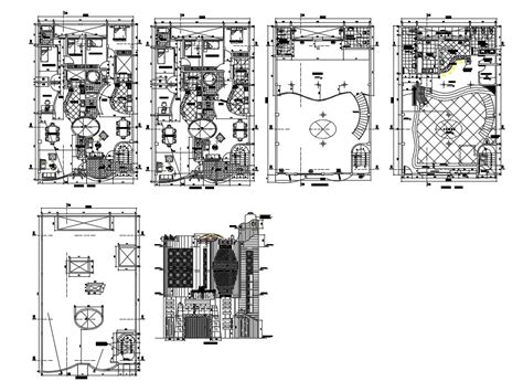 Multi Level Residential Building Floor Plan Cad Drawing Details Dwg