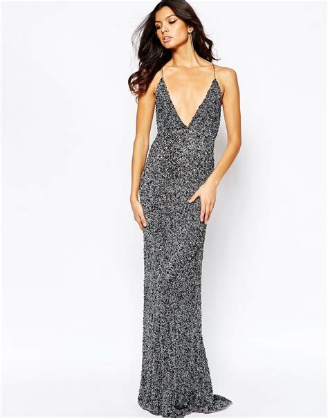 A Star Is Born Luxe Allover Sequin Cami Strap Maxi Dress With Red