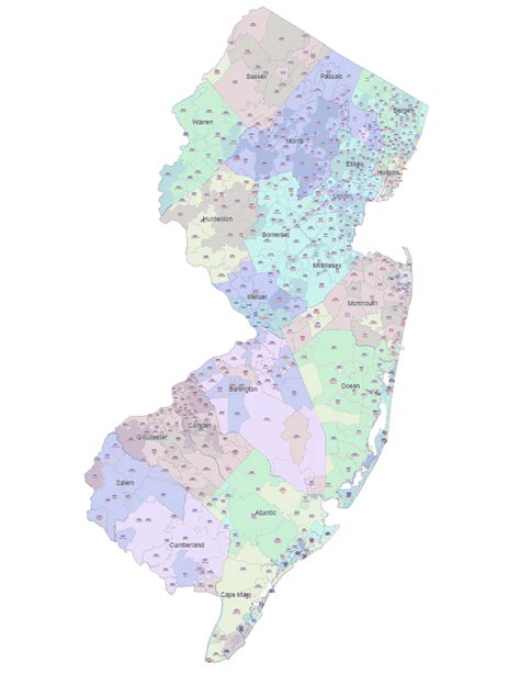 New Jersey Postalcode Vector Map Location Name Your Vector