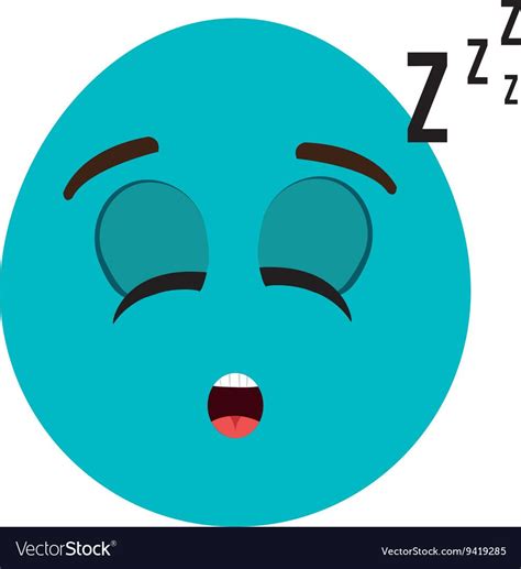 Blue Cartoon Orbed Face With Sleepy Expression Over Isolated Background