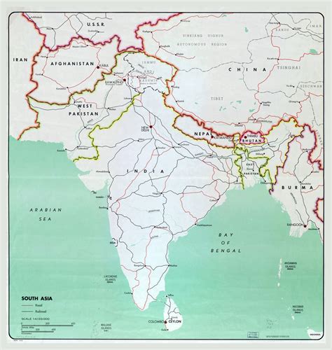 Large Map Of South Asia With Major Cities Roads And Railroads My Xxx Hot Girl