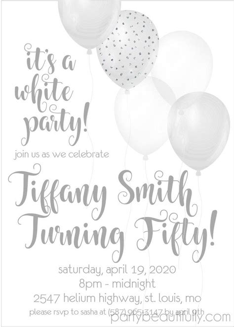 All White Birthday Party Invitations Birthday Party Invitations