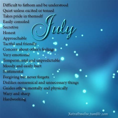 People born on july 25 zodiac are charming and strong, attracting many admirers, but they need to be careful that they don't surround themselves with. July born characteristics-for all of you that are born in ...