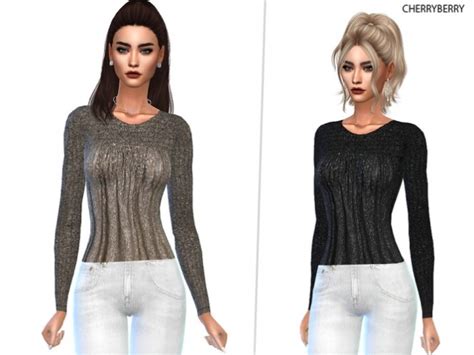 Glam Blouse By Cherryberrysim At Tsr Sims 4 Updates