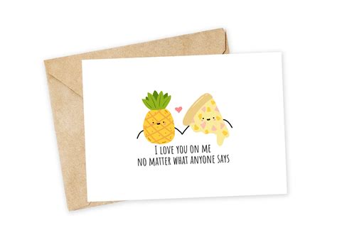 I Love You On Me Pineapple Pizza Hawaiian Pizza Card Etsy