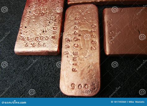 Copper Bullion Bars Collectible Money Precious Metal Stock Photo