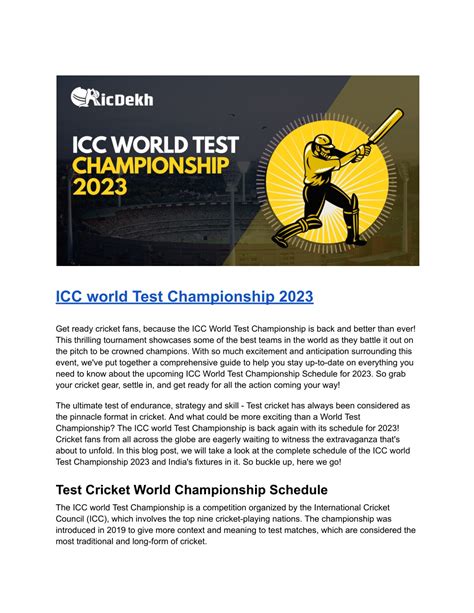 Ppt Icc World Test Championship Schedule 2023 Powerpoint Presentation