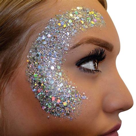 Glitter Face Paint Design In 2021 Festival Makeup Glitter Glitter Face Glitter Makeup