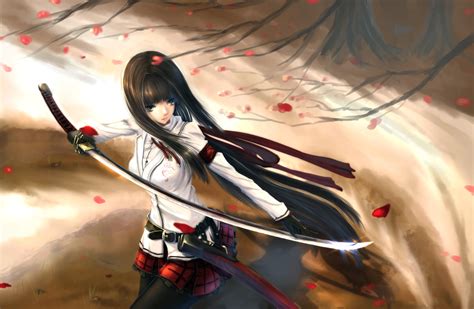 Anime Armor Blonde Girl Long Hair Sword Woman Warrior Â