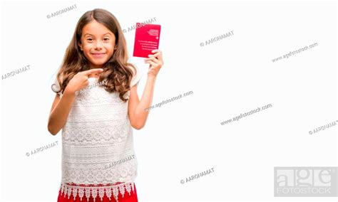 Brunette Hispanic Girl Holding Passport Of Switzerland Very Happy