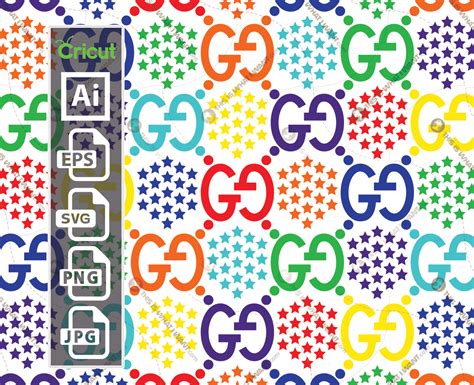 Gucci Inspired Printable Colorful Graphic Art Monogram Pattern Vector