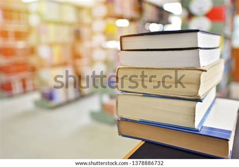 Pile Books Library Study Room Educational Stock Photo 1378886732