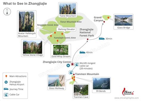 Zhangjiajie Maps Showing Tourist Information