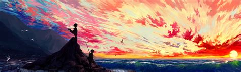 Artwork Illustration Sunset Sky Fantasy Art Hd
