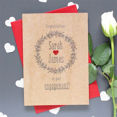 Engagement Card Personalised With Couples Names By Precious Little Plum