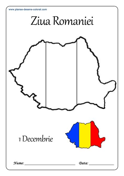 PLANSE DE COLORAT DE ZIUA ROMANIEI 1 Decembrie