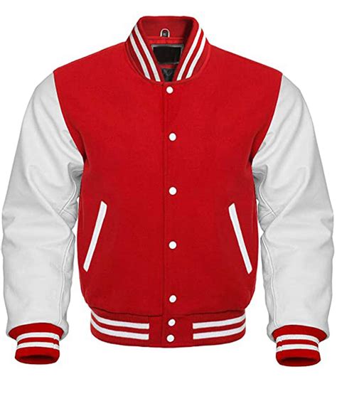 Mens College Bomber Red And White Varsity Jacket Jackets Expert