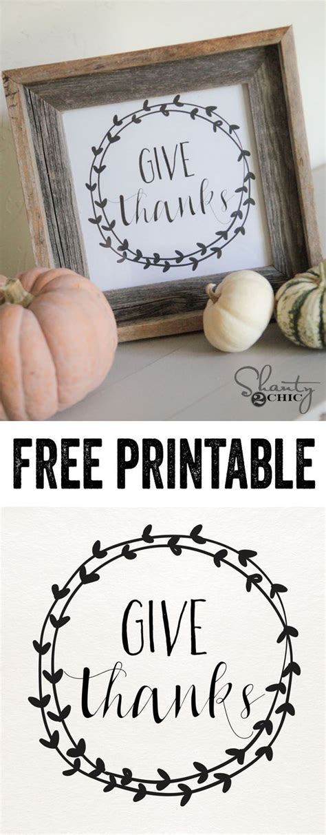 For The Home Give Thanks Free Printable Shanty 2 Chic