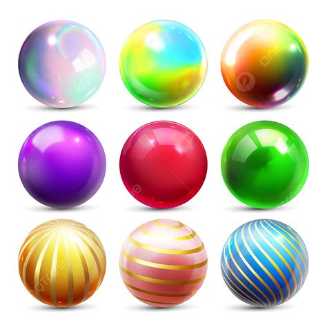 Shine Sphere Set Vector Orb Shining Ball Glowing Metal Or Plastic