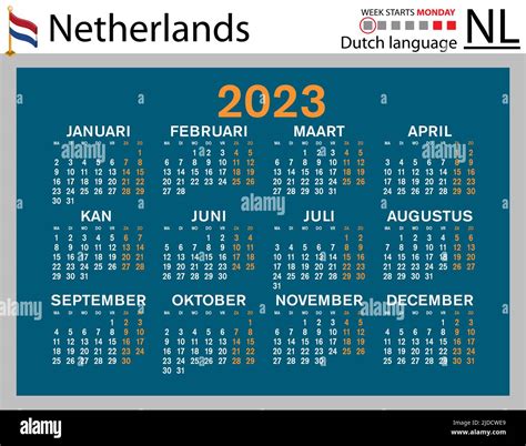 Dutch Horizontal Pocket Calendar For 2023 Two Thousand Twenty Three