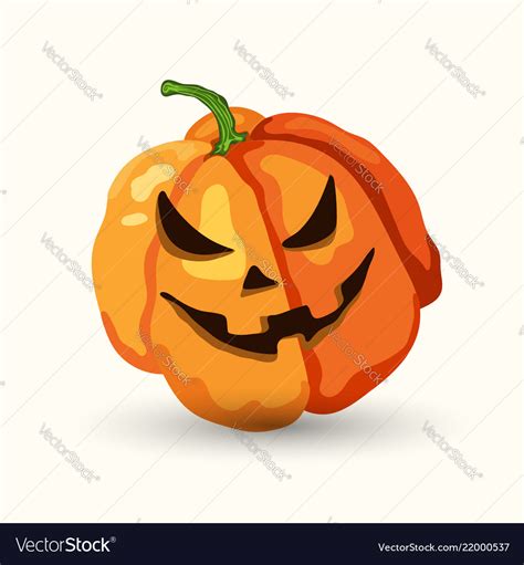 Cartoon Halloween Horribly Face Pumpkin On White Vector Image