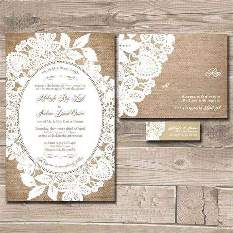 Burlap And Lace Wedding Invitation Suite Custom Invitations