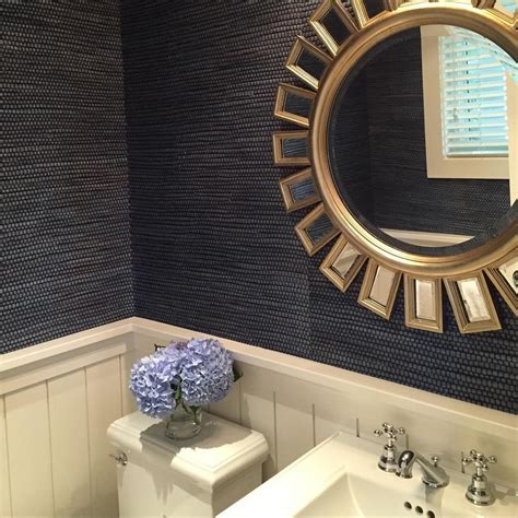 Grass Cloth Meets Glam In This East Hampton Powder Room