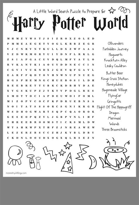 Printable Harry Potter Crossword Puzzles