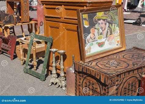 Lviv Ukraine August 30 2020 Antiques On Flea Market Or