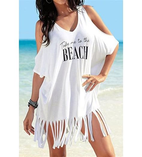 Womens Cover Up T Shirt Baggy Swimsuit Beach Dress White B C318c8g35hq