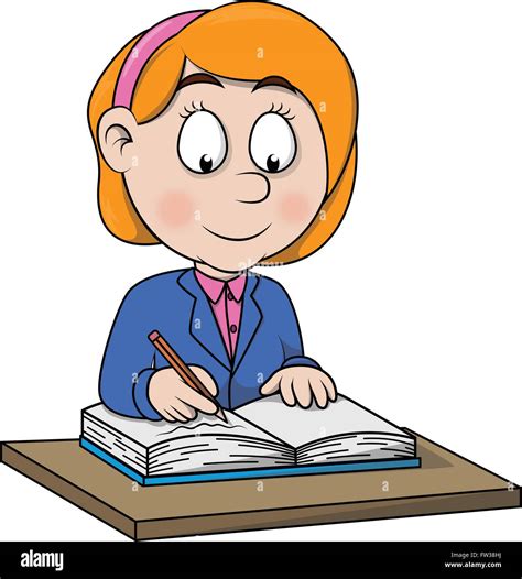 Girl Write Cartoon Illustration Stock Vector Image And Art Alamy