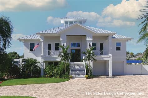 4 Bed Beach Home Plan With Home Office And Drive Under Garage