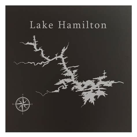 Lake Hamilton Map 12x12 Black Metal Wall Art Office Decor T