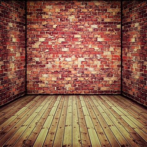 Abstract Interior With Old Brick Wall And Wooden Floor Stock Photo