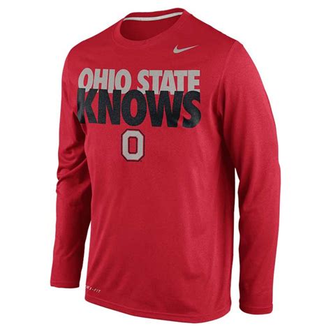 Nike Mens Longsleeve Ohio State Buckeyes Drifit Tshirt In Red For Men