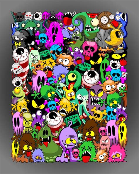 Monsters Doodles Spooky Characters Saga Mixed Media By Bluedarkart Lem