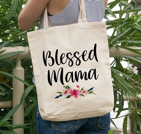Tote Bag For Mom Blessed Mama Mom Tote Bag Mom Canvas Tote Etsy Personalized Best Friend
